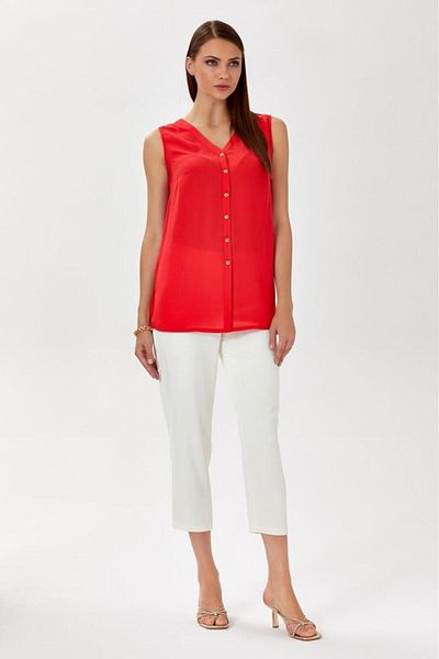 İKİLER V-Neck Tank Top - Buttoned Front, Model 024-3019