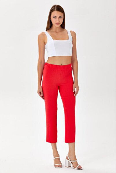 İKİLER Beli Lastikli Geniş Paça Pantolon 024-3503