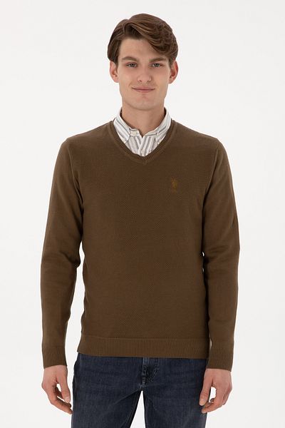 U.S. Polo Assn. Men's Khaki Basic Sweater 50288886-Vr027