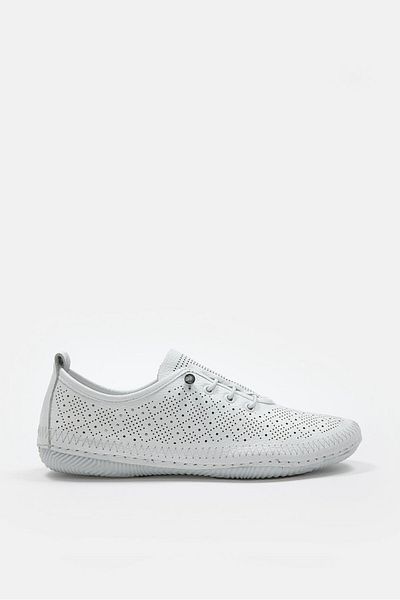 NILUFARR Tenis de damă din piele naturală albă Mariable