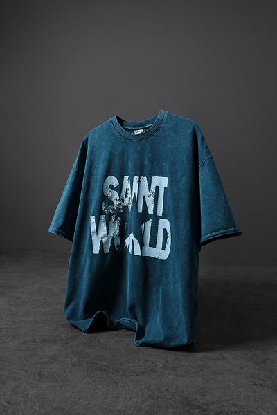 Slatra Ανδρικό μπλουζάκι Petrol Star Special Washed Fabric Oversize
