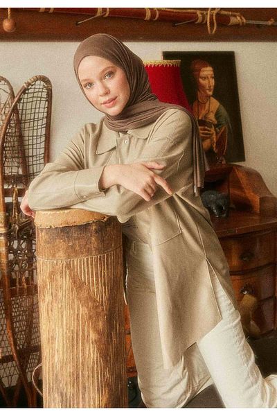 Fresh Combed Cotton Shawl Dusty Brown