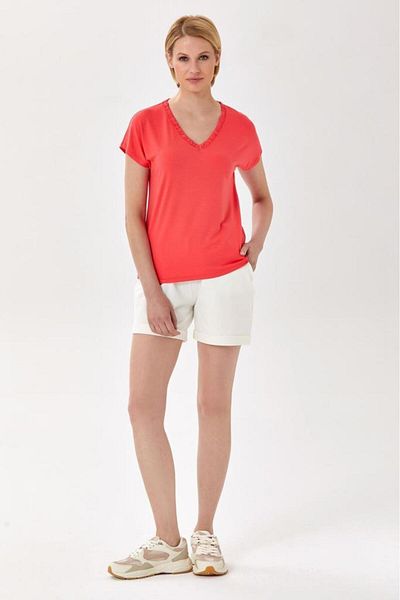 İKİLER Low Sleeve V-Neck Blouse - Gathered, Model 024-1000