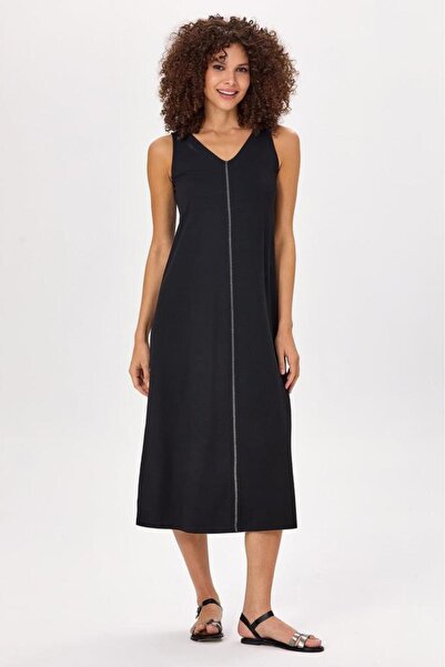 İKİLER V Yaka Kolsuz Uzun Elbise 025-2500