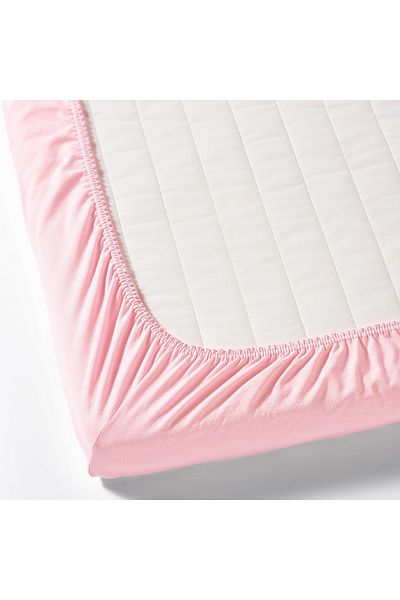 IKEA LEN Fitted Sheet for Cot, White/Pink, 60 x 120 cm