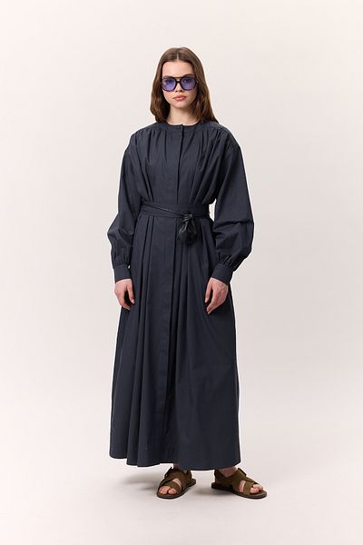 Manuka ŠIROKÉ KOŠILOVÉ ŠATY S DETAILY NA STAHOVÁNÍ NAVY BLUE
