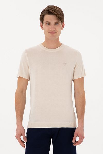 U.S. Polo Assn. Men's Slim Fit Crew Neck Stone T-Shirt 50306456 -Vr049