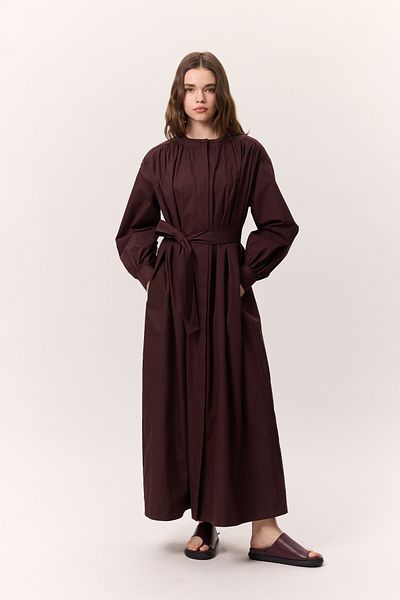 Manuka Set cămașă și rochie evazată cu motive Burgundy