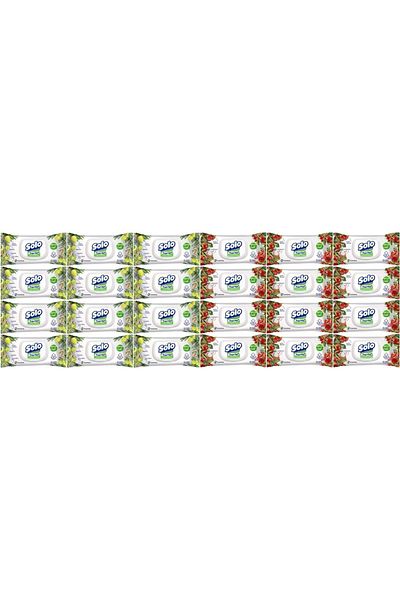 Solo Wet Towel Wipes 50 Sheets Lemon & Rosemary - Apple Cider Vinegar & Baking Soda (Mixed Set of 24)