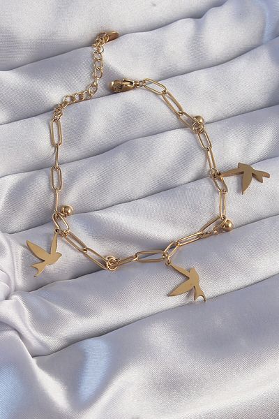 Skygo Gold Colored 316L Bird Design - Chain Bracelet with Heel Detail - TJ-BB6182