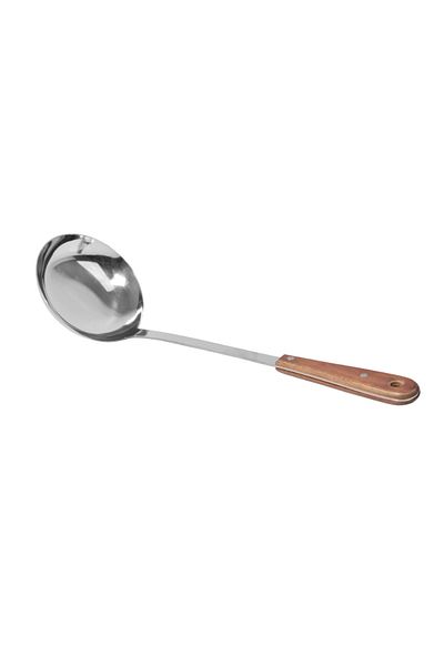 Generic مغرفة حساء مصنوعة من ستانلس ستيل مع مقبض خشبي