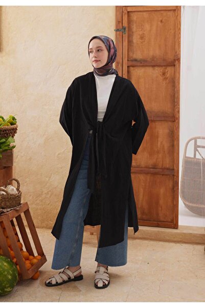 Fresh وشاح حريري قطني بنمط الحديقة الداكنة