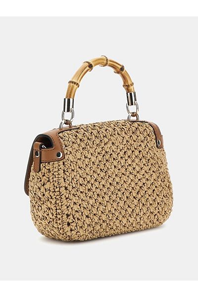 Guess Emelda Damen-Schultertasche aus Stroh