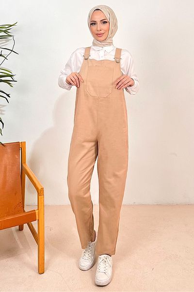 Bestenur Casel Jumpsuit με μπροστινή τσέπη 1419 - Mink
