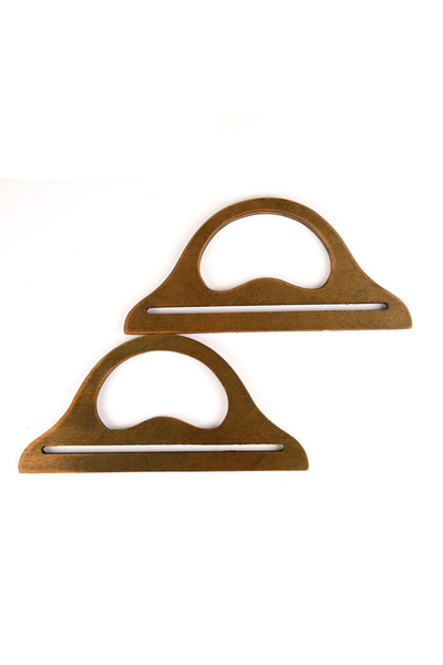 Prestij Boncuk Model C Mâner din lemn pentru geantă cu pod 25 x 12 cm Maro