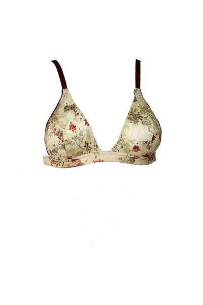 Anıl Floral Patterned Triangle Hollow Stone 2-Piece Bra Set 4284