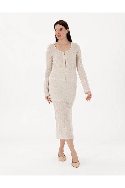 Pierre Cardin Cream Slim Fit Knitted Skirt 50301447 -Vr071