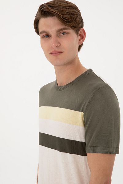 U.S. Polo Assn. Men's Slim Fit Crew Neck Khaki T-Shirt 50306459 -Vr027
