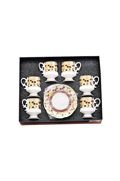 Generic 12-piece ceramic coffee cup and saucer set