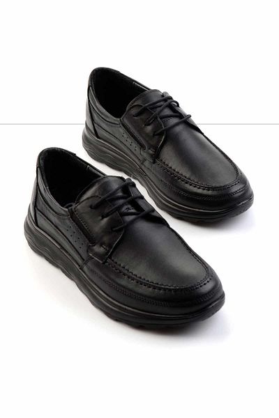 Bambi Black Leather Men's Casual Shoes E01556026003