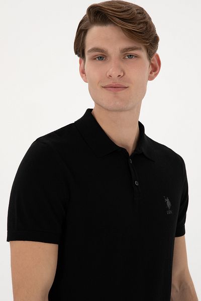 U.S. Polo Assn. Мъжка тениска с прилепнала кройка и черна поло яка 50299359-vr046