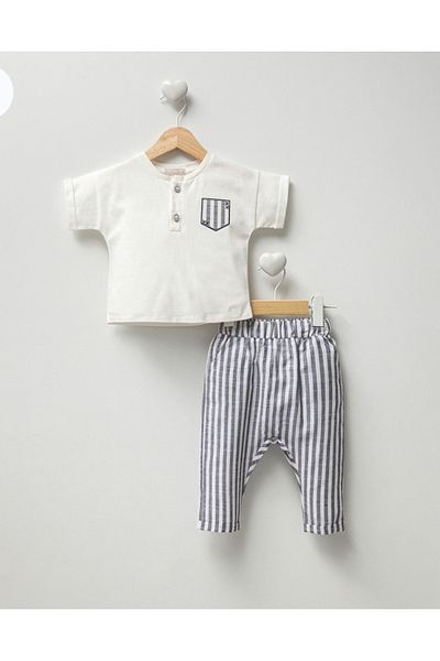 Cassiope Striped Pocket T-Shirt with Striped Pants Set for Boys 6-18 Months