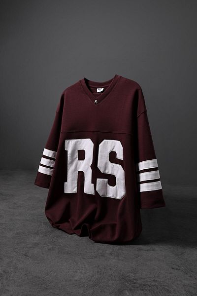 Slatra Ανδρικό μπλουζάκι μπορντό RS Jersey με κέντημα με λαιμόκοψη σε μεγάλο μέγεθος