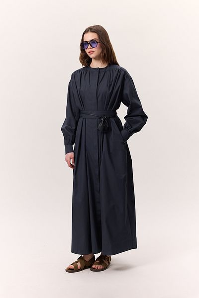 Manuka ŠIROKÉ KOŠILOVÉ ŠATY S DETAILY NA STAHOVÁNÍ NAVY BLUE