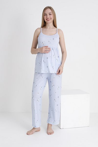 Miss Dünya Lissa Floral Patterned Maternity and Maternity Suspender Pajama Set