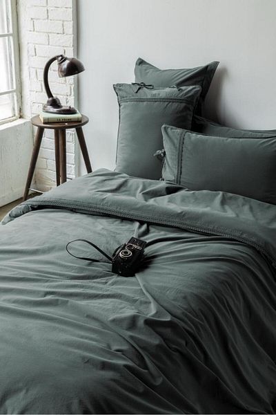İssimo Home Σετ παπλωματοθήκης Drope Teal Green Washed 100% Poplin Διπλό