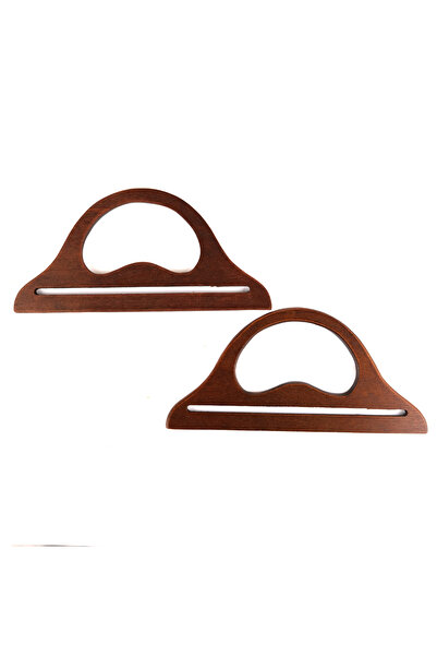 Prestij Boncuk C Model Köprülü Ahşap Çanta Sapı 25 x 12 cm Kızıl Kahve