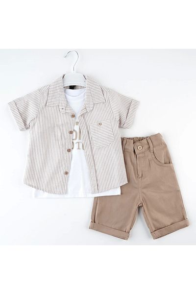 Mc Emirix Kids Wear Striped Pocket 3 Piece Set Shorts