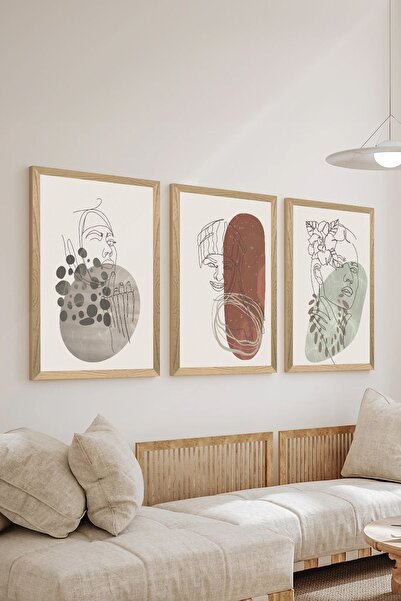 Artavessa طقم طاولة ملصقات MDF مكون من 3 قطع بإطار خشبي - مجموعة 121