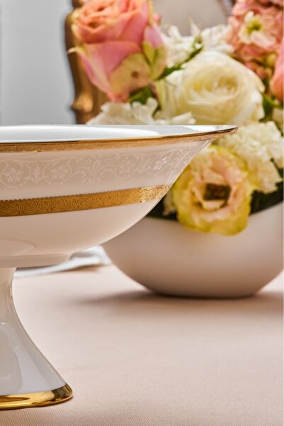 Karaca Royal Bone Victoria Footed Gondola Gold 25.5 cm