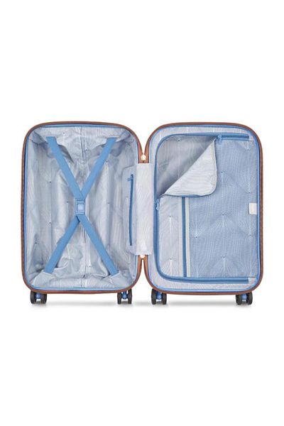 Delsey Freestyle 55cm Hardcase Expandable 4 Double Wheel Cabin Luggage Trolley Sky Blue