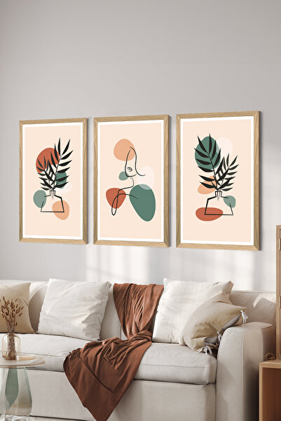 Artavessa 3 Piece Wood Frame Look MDF Poster Painting Set - Set 123