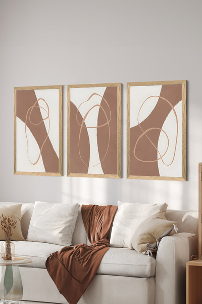Artavessa 3 Piece Wood Frame Look MDF Poster Painting Set - Set 77