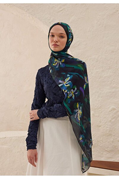 Fresh شال رامي منقوش من ESTELLE - أزرق داكن