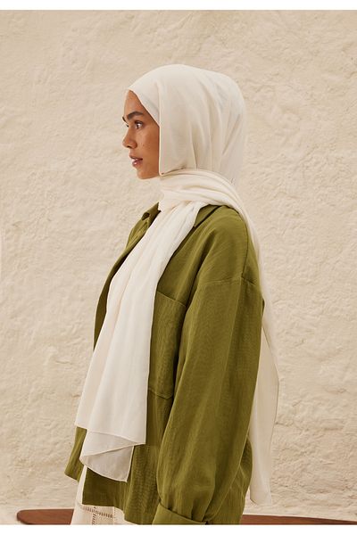 Fresh White Viscose Shawl - Rami