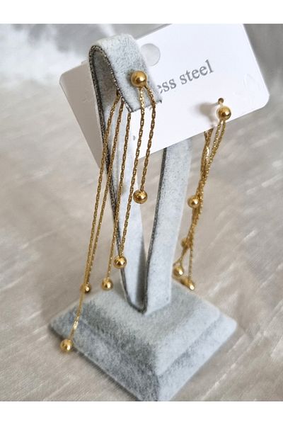 MSA TREND Women's Steel Earrings Dangle Chain Ball Model 316 L Sterling Steel Earrings Color Option