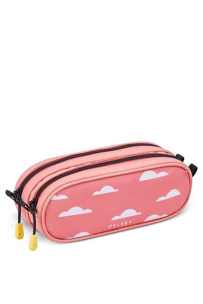 Delsey Back To School 2023 Top Zip Opening Pencil Case Two Compartment Pink Printing