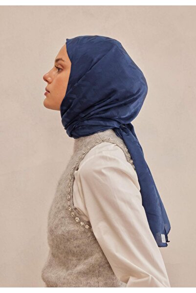 Fresh Houndstooth Jacquard Shawl Midnight Blue