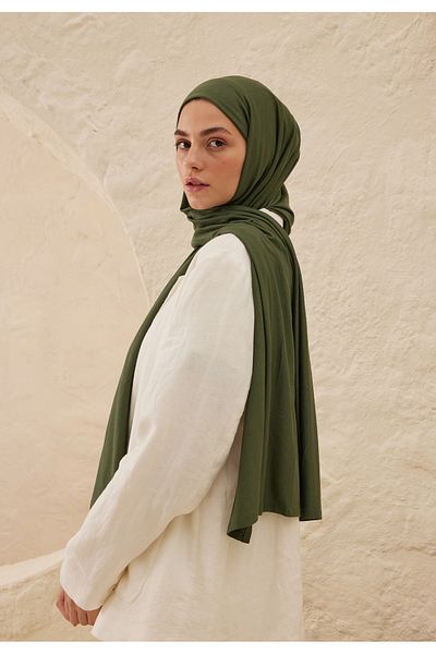 Fresh Moss Combed Cotton Shawl