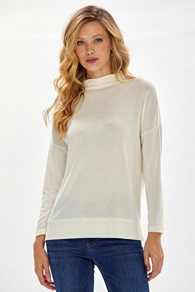 İKİLER Eteği Yırtmaçlı Yarım Balıkçı Uzun Kol Bluz 234-1017