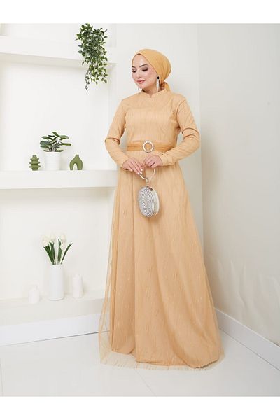 Modahiro Βραδινό φόρεμα Hijab από τούλι (LNA001)