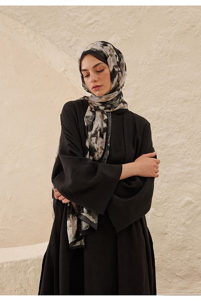 Fresh Anthracite Dora Patterned Ram Shawl