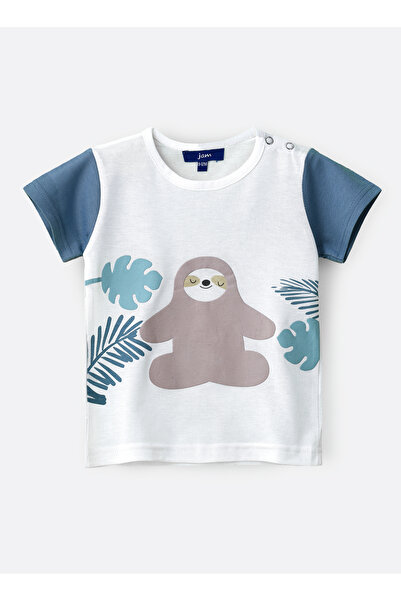 Basicxx Boys' White Meditation Sloth Graphic Cotton T-Shirt
