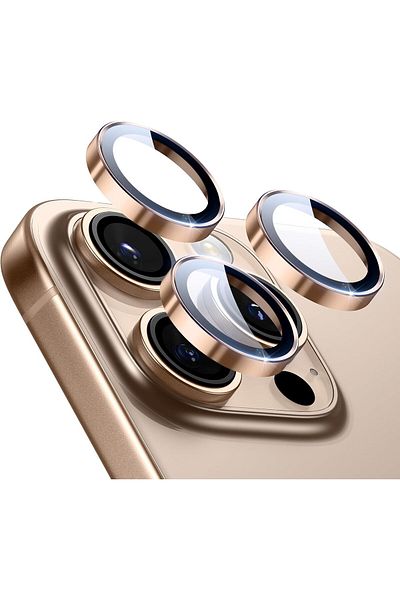 AWH Camera Lens Protector for iPhone 16/15/14 Pro Max/Pro ScratchResistant HD Glass Desert Titanium