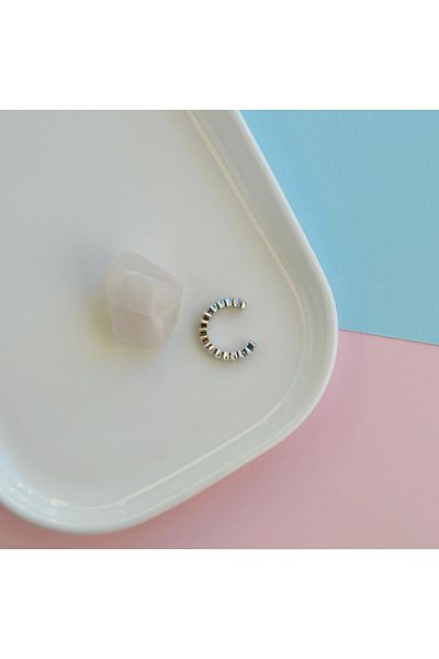 Heppii Thin Earcuff with Stone Compression Cartilage Earring Without Hole Cartilage Earring Thin Stone Earcuff
