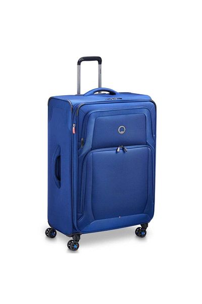 Delsey Optimax Lite 80cm Hardcase Expandable 4 Double Wheel Check-in Luggage Trolley Blue